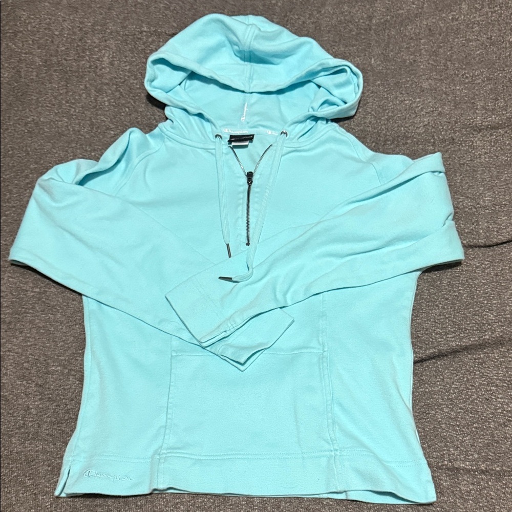 Champion {Girls Large} Aqua Blue Quarter- Zip Hoodie - Picture 9 of 10